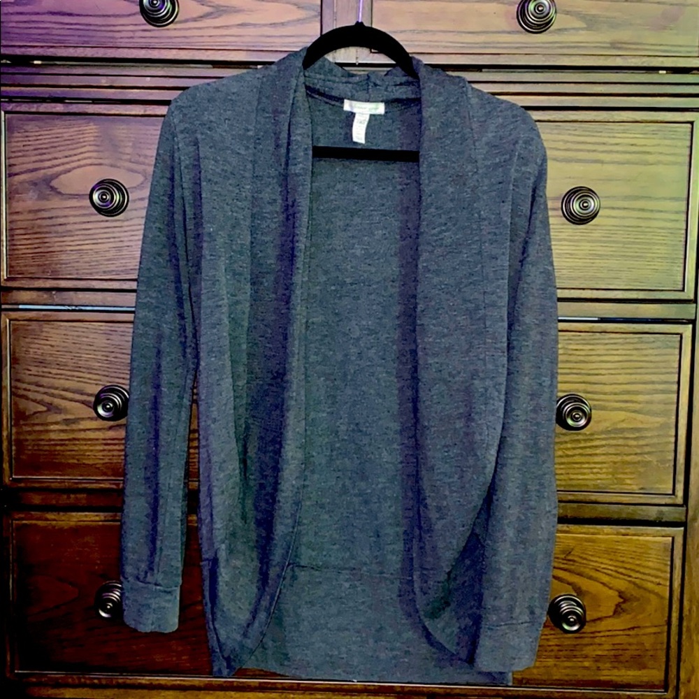 Grey Charcoal Knit Cardigan